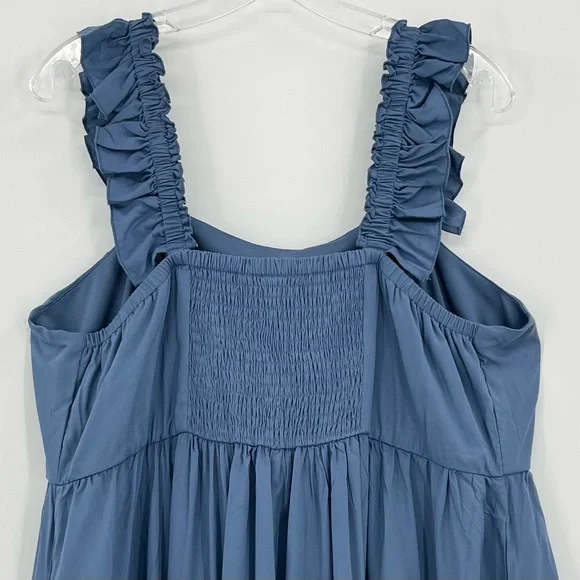 NWT Torrid Blue Maxi Challis Ruffle Strap Tiered Dress w/Pockets Size 1X - Picture 8 of 12